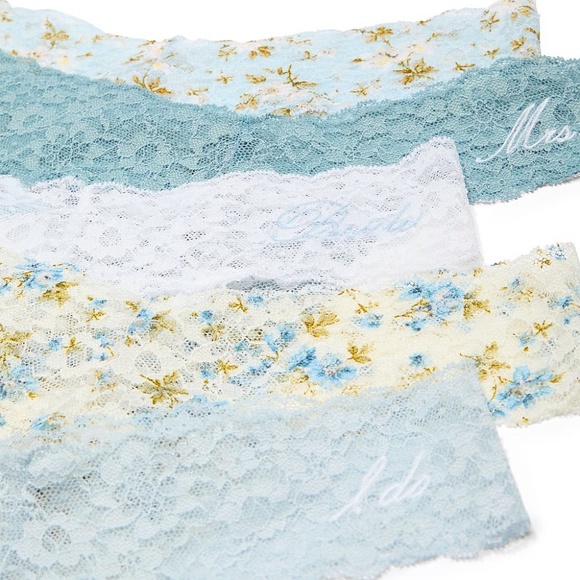 Victoria's Secret 5-Pack Bridal Lace Thong Panties Multi-color Large NEW - Picture 5 of 5